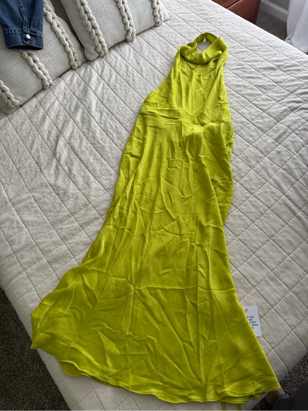 Sleeveless Lime Green Halter Midi Dress